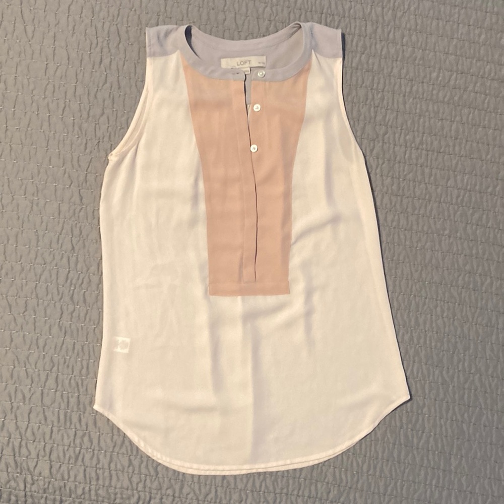 LOFT Color Block Button Placket Shell, EUC, XXSP